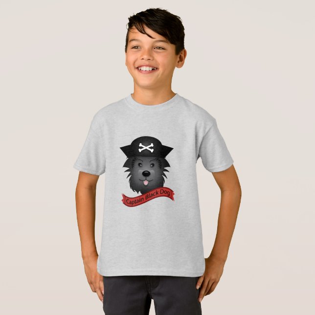 Capitán Perro Negro - Camiseta Básica Para Niños (Anverso completo)