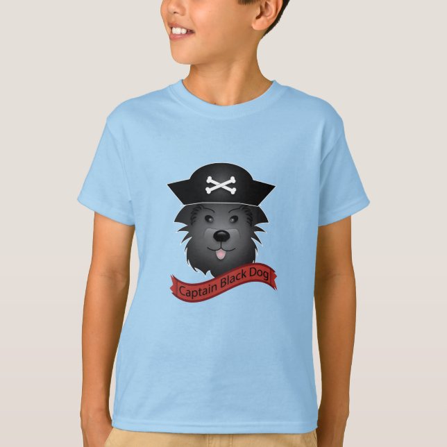 Capitán Perro Negro - Camiseta Básica Para Niños (Anverso)