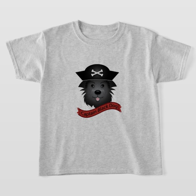 Capitán Perro Negro - Camiseta Básica Para Niños (Distribución)