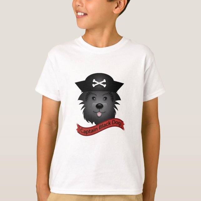 Capitán Perro Negro - Camiseta Básica Para Niños (Anverso)