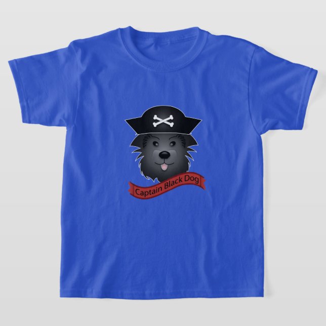 Capitán Perro Negro - Camiseta Básica Para Niños (Distribución)