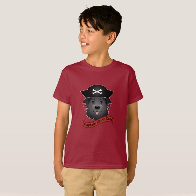 Capitán Perro Negro - Camiseta Básica Para Niños (Anverso completo)