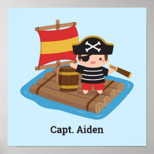 Capitán Pirata Cute Boy Ocean Raft Room Decoración
