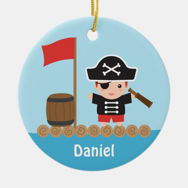 Capitán pirata lindo Ocean Raft Boys Decoración de (Frente)