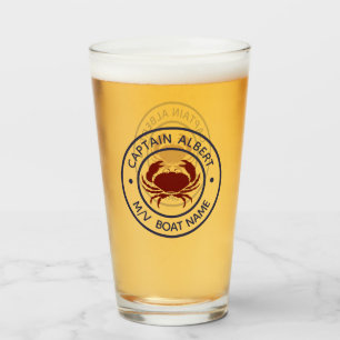 Capitán su nombre Maroon Crab Emblem Tumber Glass
