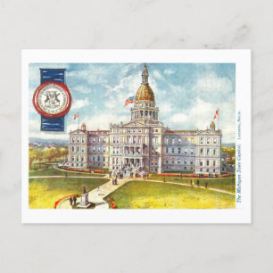 Capitolio de Michigan con tarjeta postal sellada