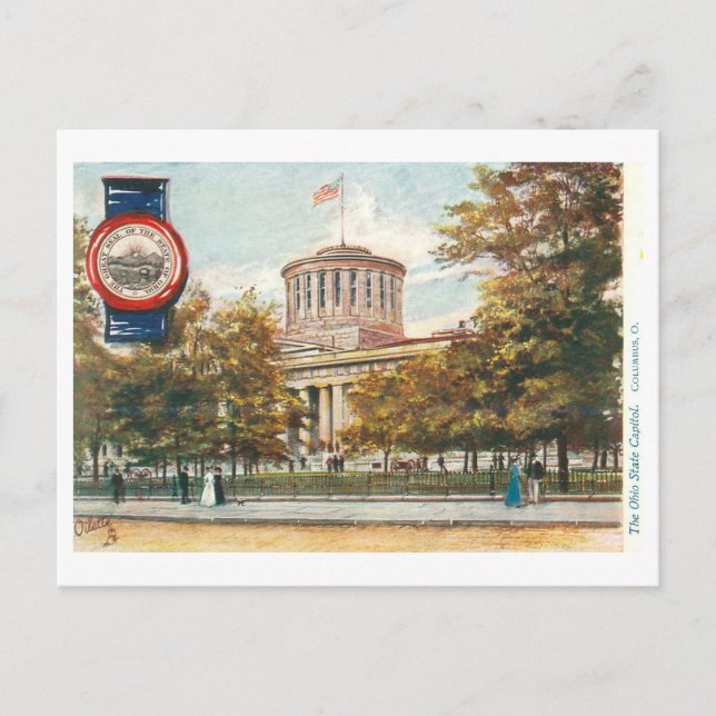 Capitolio de Ohio con postal de sellado (Anverso)