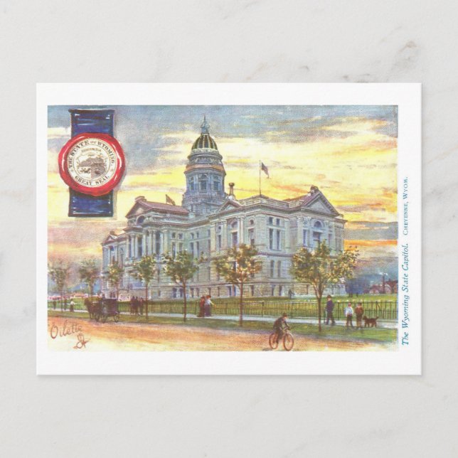 Capitolio de Wyoming Vintage con postal de sellado (Anverso)