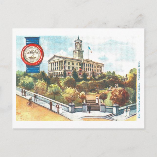 Capitolio vintage de Tennessee con postal de sella (Anverso)