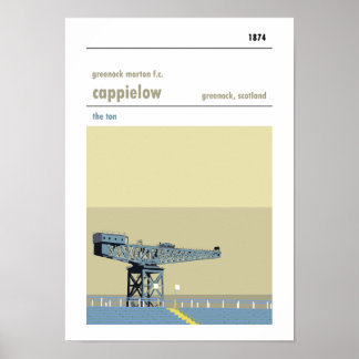 Cappielow, Greenock. Impresión de estilo manual de