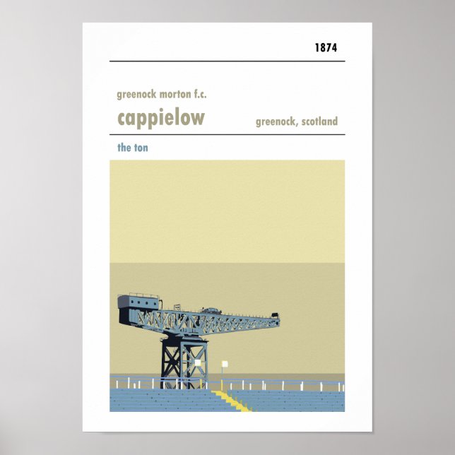 Cappielow, Greenock. Impresión de estilo manual de (Frente)