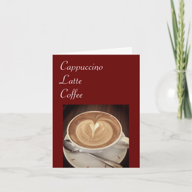 Cappuccino, latte, tarjeta de saludo para café (Anverso)