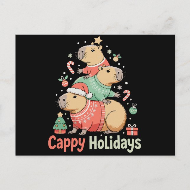 Cappy Capybara de Navidad árbol de Navidad tempora (Anverso)