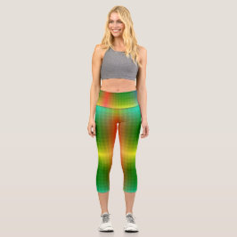 Capri A person wearing vibrant, gradient leggings 