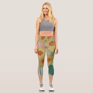 Capri Abstract Sunflowers Leggings