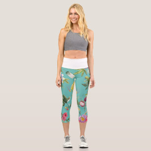 Capri Aves Que Aman Y Flores Verano Leggings