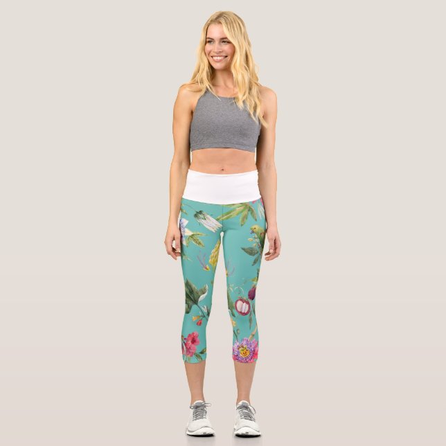 Capri Aves Que Aman Y Flores Verano Leggings (Anverso)
