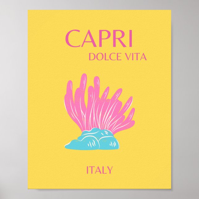 Capri Dolce Vita, arte de viajes, amarillo (Frente)