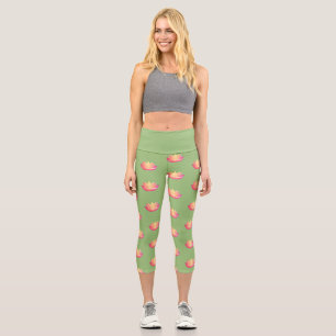 Capri Hermosas leggings de flores de loto rosado.