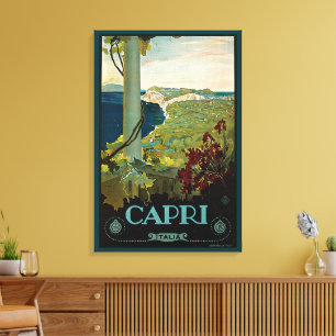 Capri, Italia, Arte de cartel de viaje antiguo Ita