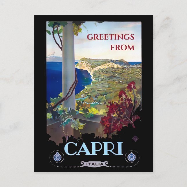 Capri, Italia, postal de turismo de viajes por cos (Anverso)
