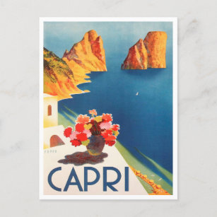 Capri, italia, tarjeta postal de viaje vintage