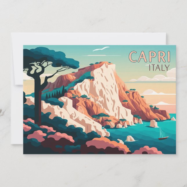 Capri Italy Lemons Mediterranean Island Retro (Anverso)