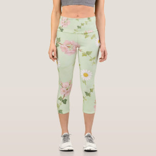 Capri Leggings con estampado de flores suaves de primave