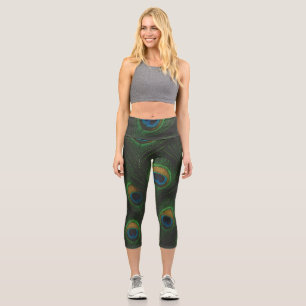 Capri Leggings con estampado de pluma de pavo real