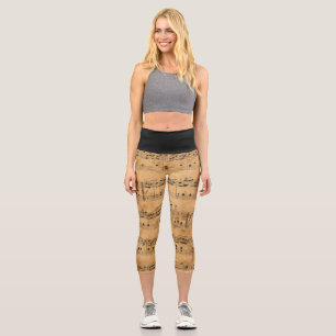 Capri Leggings con notas musicales antiguas