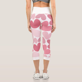 Capri Leggings con patrón de corazones rosados sin costu