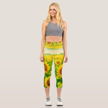 Leggings de cintura alta de girasol