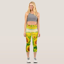 Capri Leggings de cintura alta de girasol