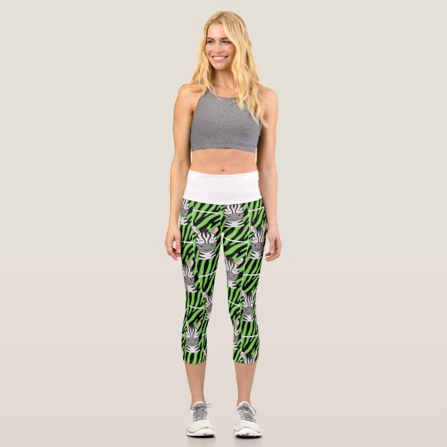 Capri Leggings de moda con estampado de cebra lima (Anverso)