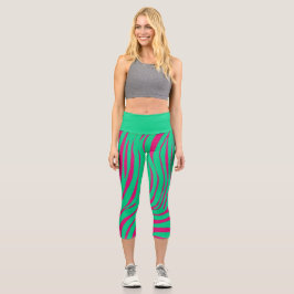 Capri Leggings de moda con patrón de cebra de neón