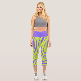Capri Leggings de moda con patrón de cebra neón