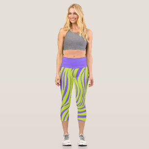 Capri Leggings de moda con patrón de cebra neón
