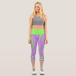 Capri Leggings de moda con patrón de cebra neón