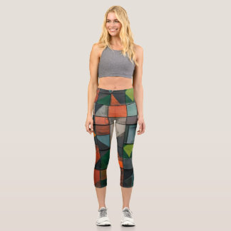 Capri Leggings de Yoga de Parche con Abstracto Terroso
