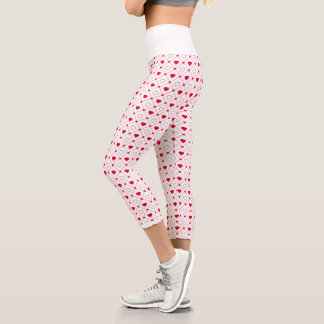 Capri Leggings del Día de San Valentín con Corazón Rojo 