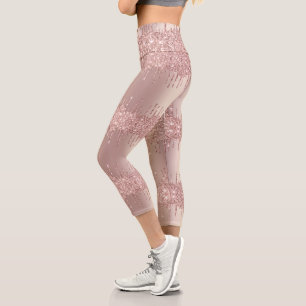 Capri Leggings dorados rosados brillantes