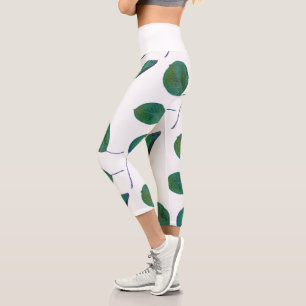 Capri Leggings estampados con textura de hoja de peral e