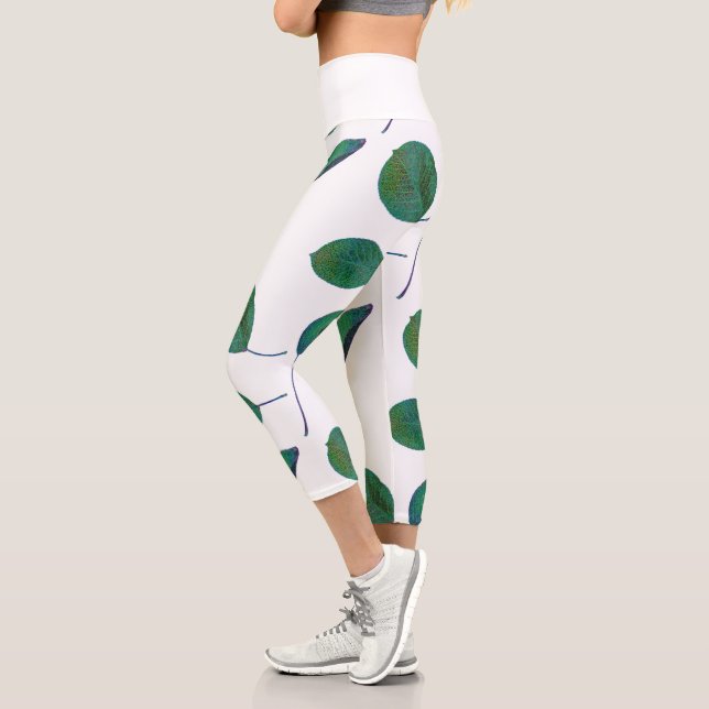 Capri Leggings estampados con textura de hoja de peral e (Izquierda)