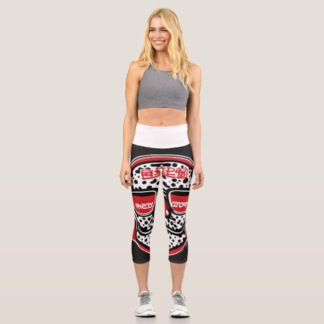Capri Leggings femeninas al estilo Keith Haring con nerd (Anverso)