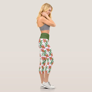 Capri Leggings Florales de Hawái Botánicos Amarillos Cap