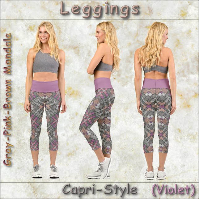 CAPRI LEGGINGS Gray-Pink-Brown Mandala Diseño (Subido por el creador)