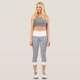 Capri Leggings Gray Resumen Waist Blanco