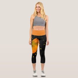 Capri Leggings Naranja Leaf & Black
