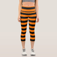 Capri Leggings Naranja Rayas negras