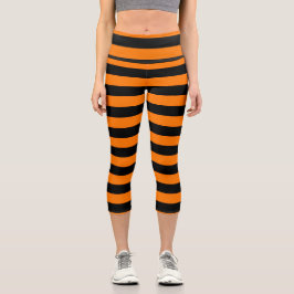 Capri Leggings Naranja Rayas negras